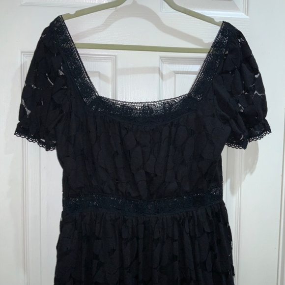Anna Sui black lace dress Sz 12 crochet detail - Picture 8 of 10